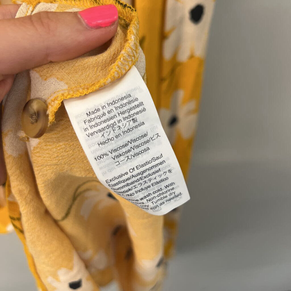 Madewell Yellow/ White Flower Print Button Front Dress 2