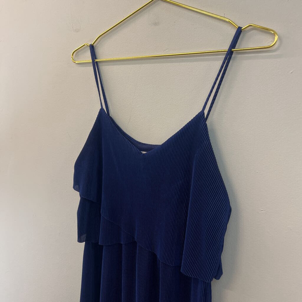 Everly Blue Pleated Midi Dress Small
