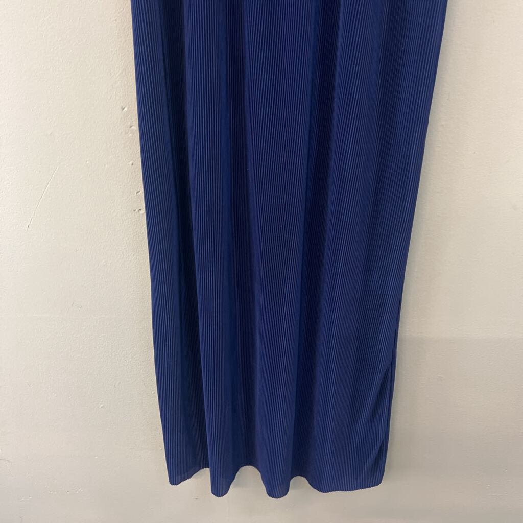 Everly Blue Pleated Midi Dress Small