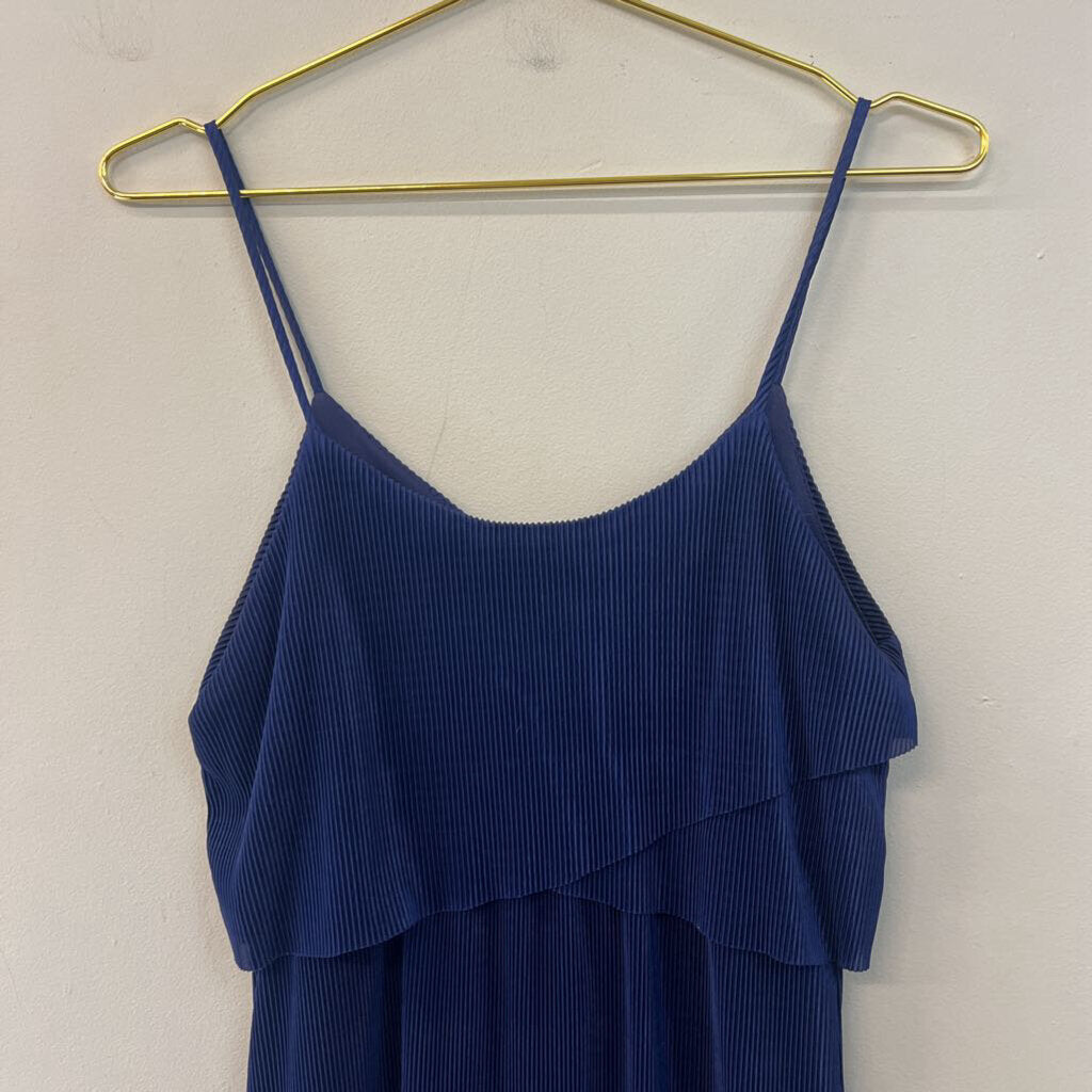 Everly Blue Pleated Midi Dress Small