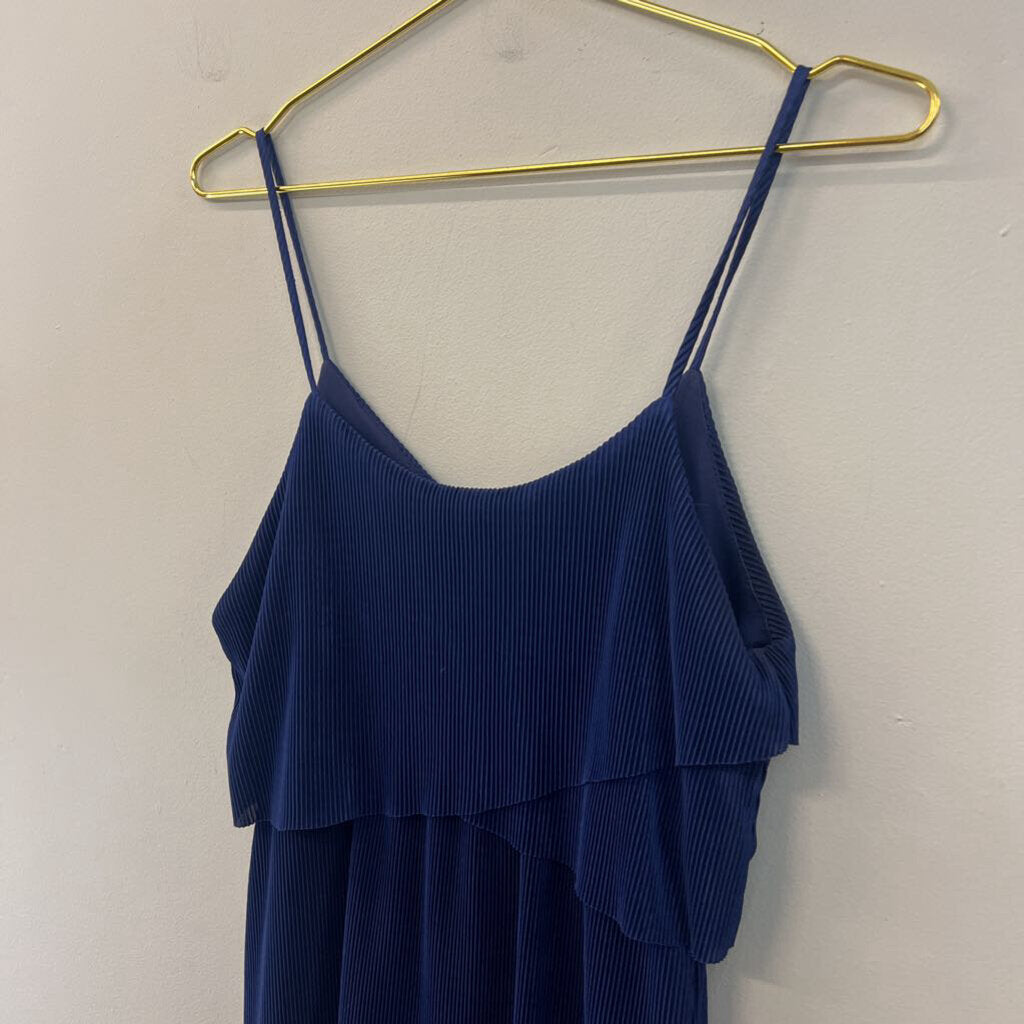Everly Blue Pleated Midi Dress Small