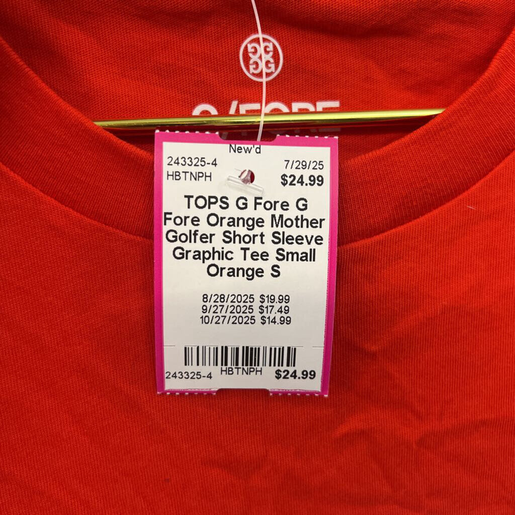 G Fore Orange Mother Golfer Short Sleeve Graphic Tee Small