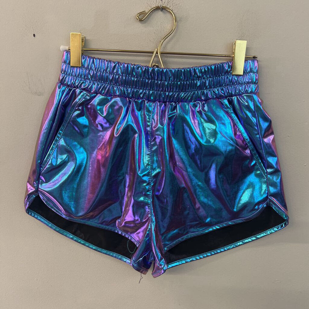 Blue/ Purple Iridescent Pull On Shorts Small
