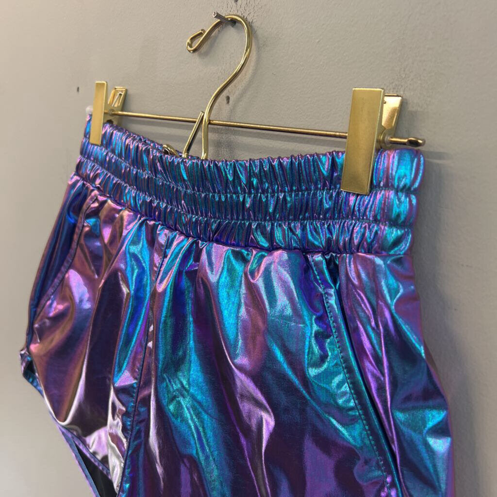 Blue/ Purple Iridescent Pull On Shorts Small