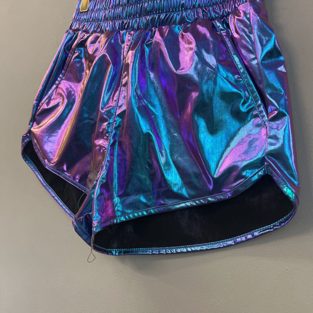 Blue/ Purple Iridescent Pull On Shorts Small