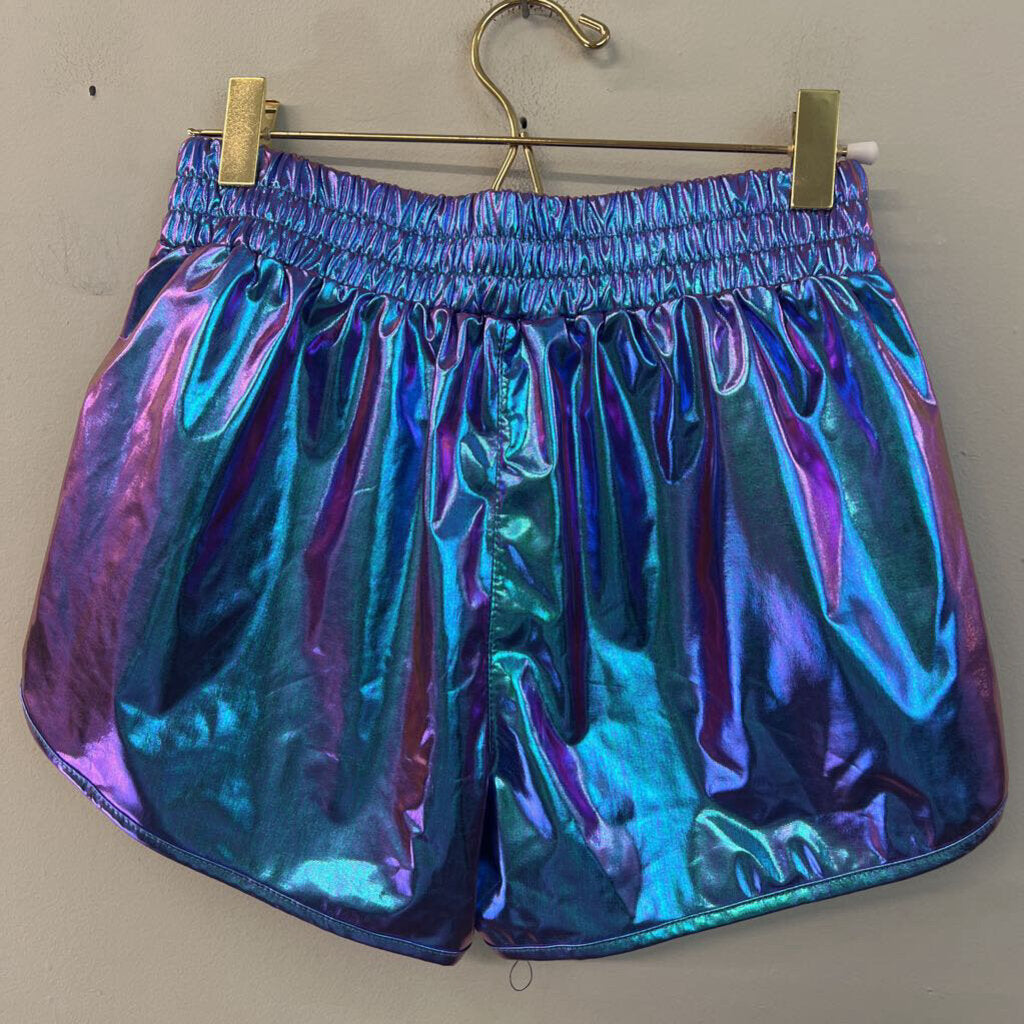 Blue/ Purple Iridescent Pull On Shorts Small