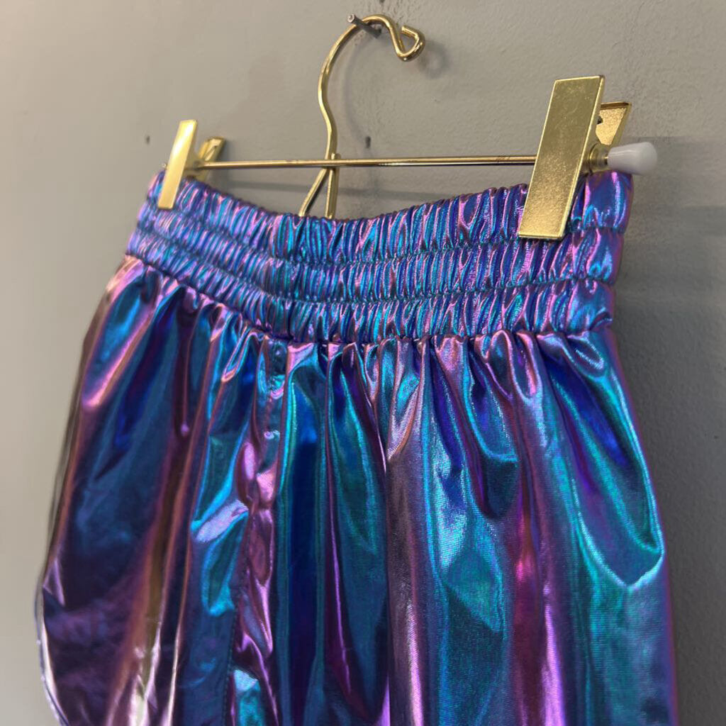 Blue/ Purple Iridescent Pull On Shorts Small