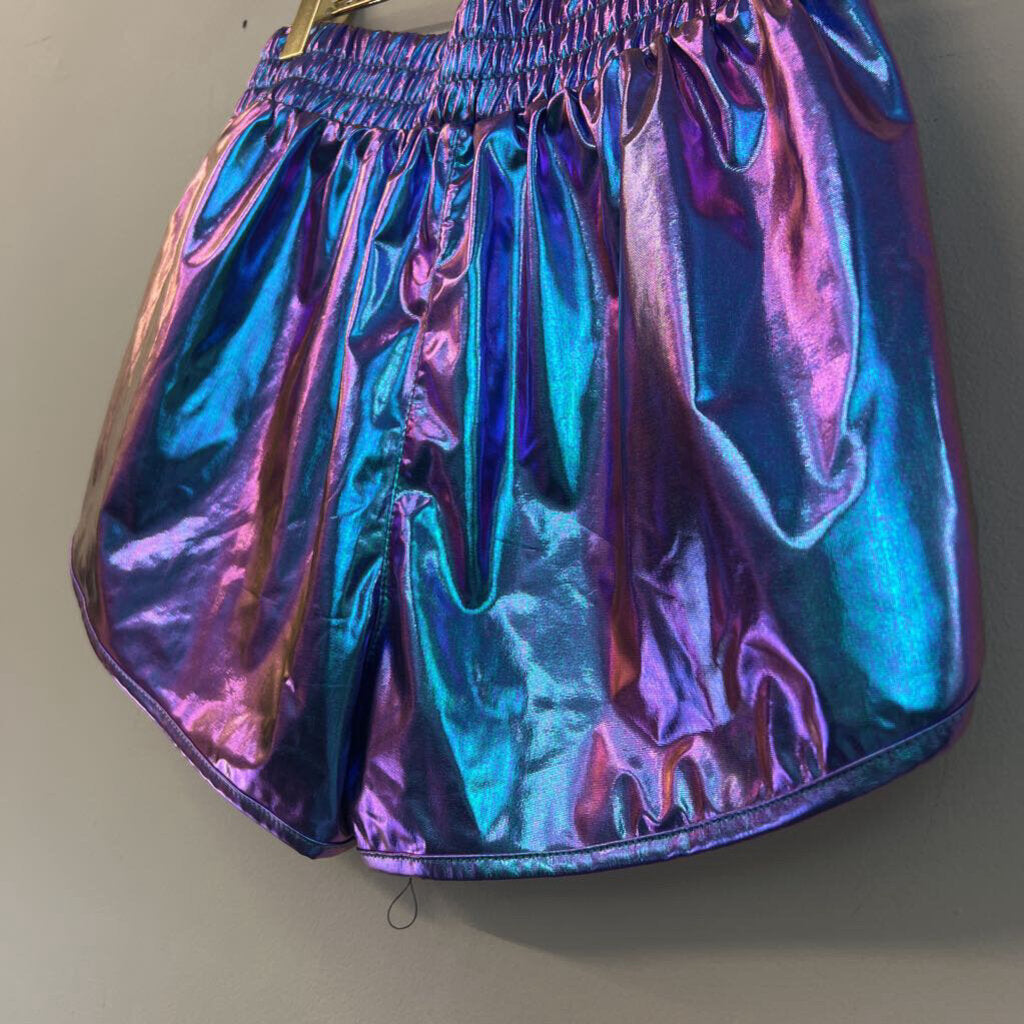 Blue/ Purple Iridescent Pull On Shorts Small