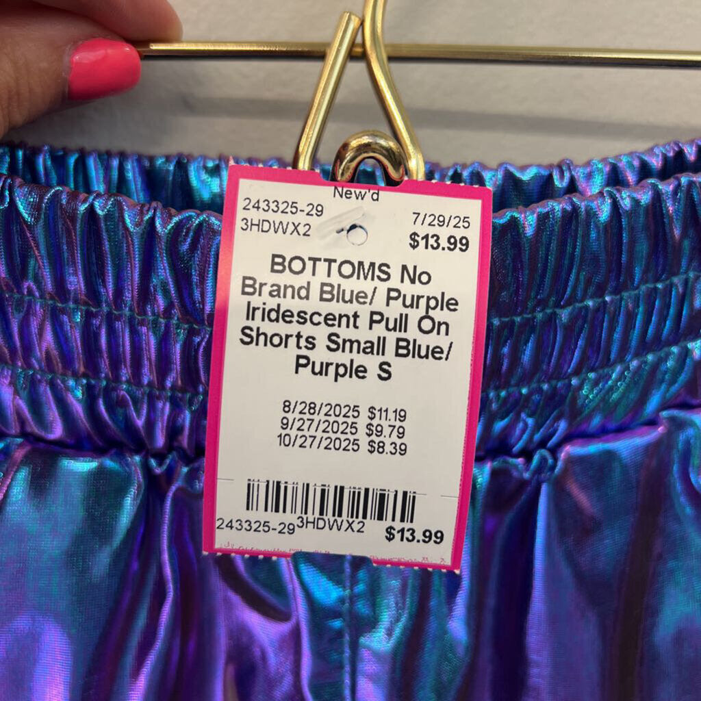 Blue/ Purple Iridescent Pull On Shorts Small