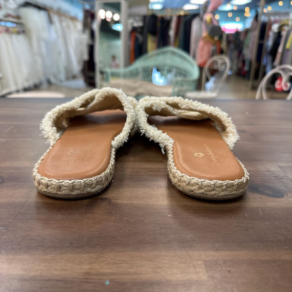 Tommy Bahama Cream Linen Slip On Sandals 7