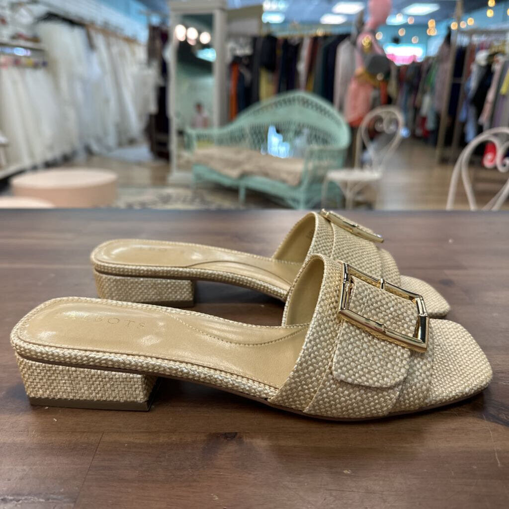 Talbots Viv Buckle Rafia Slides 8.5