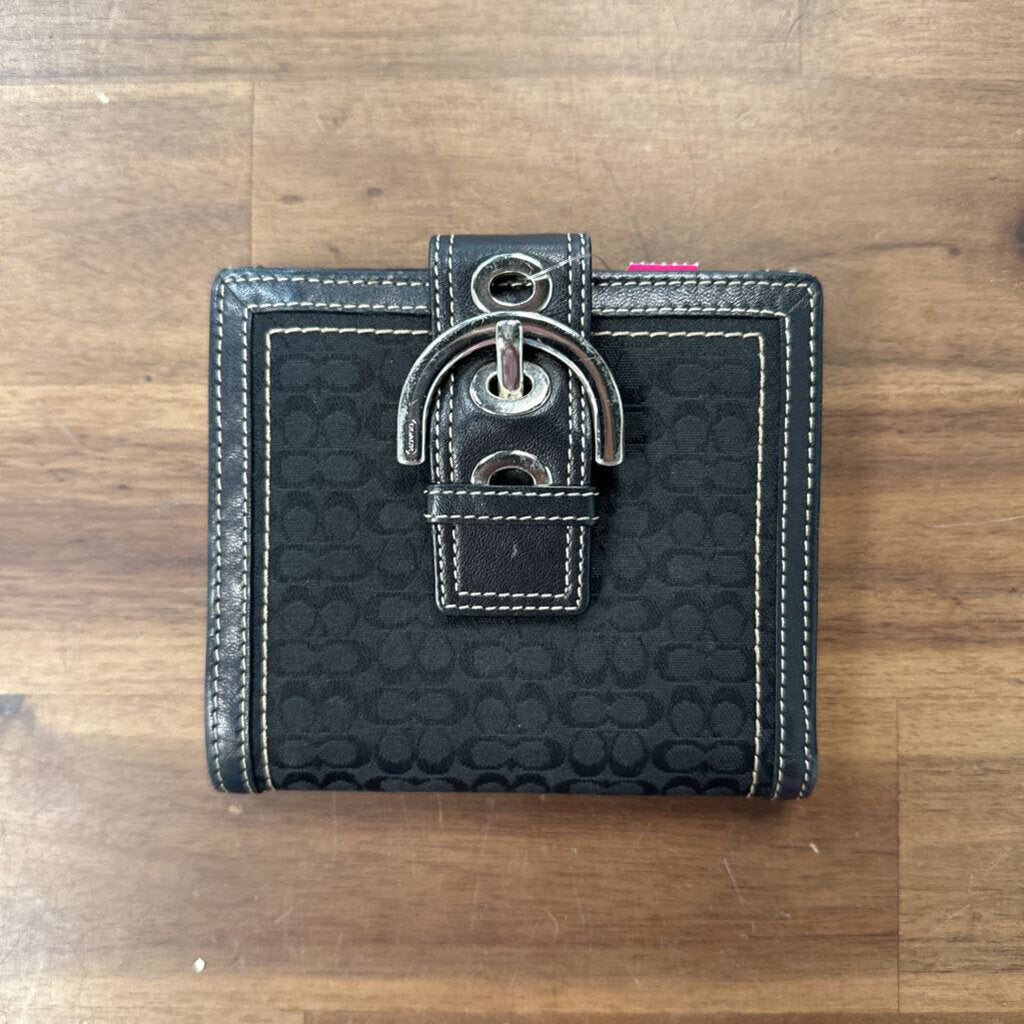Coach Black Logo Print Wallet