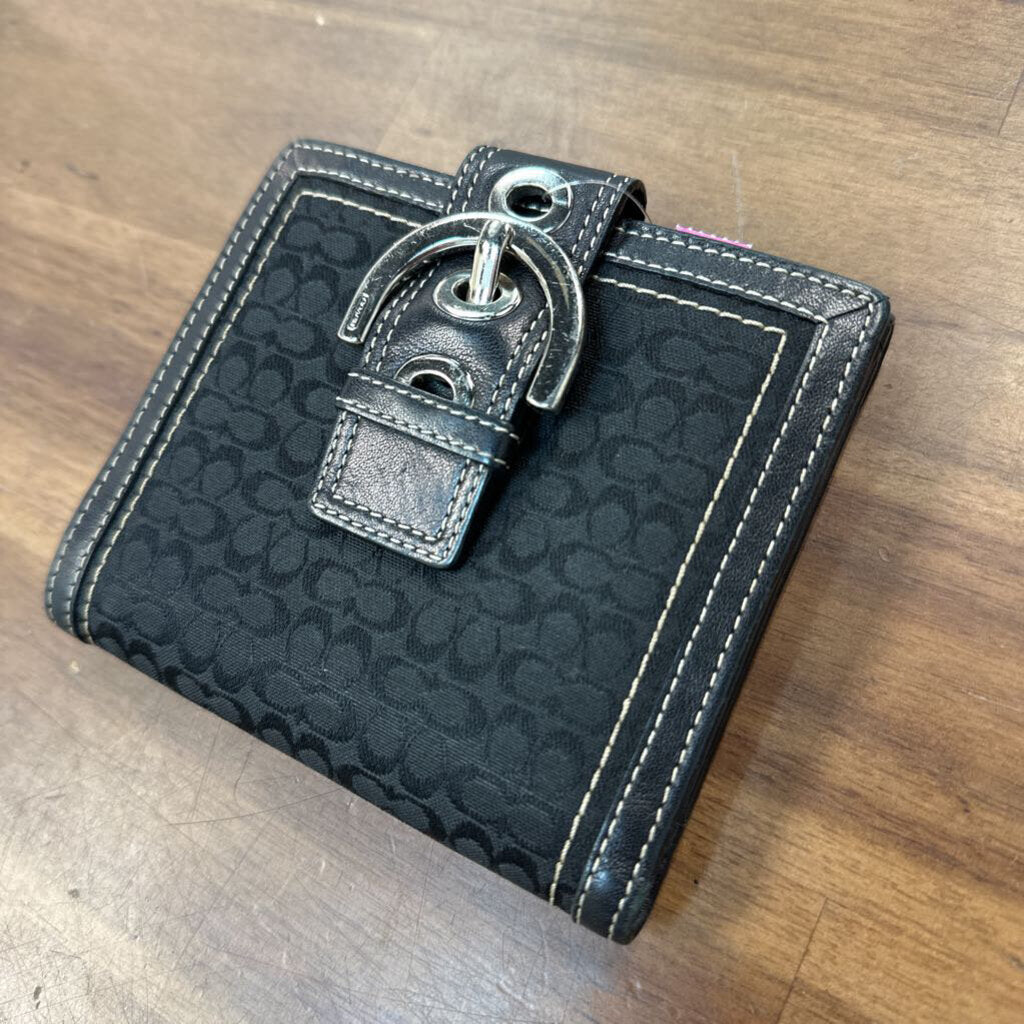 Coach Black Logo Print Wallet