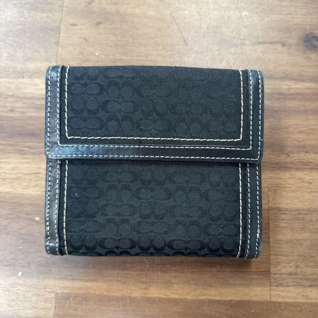 Coach Black Logo Print Wallet