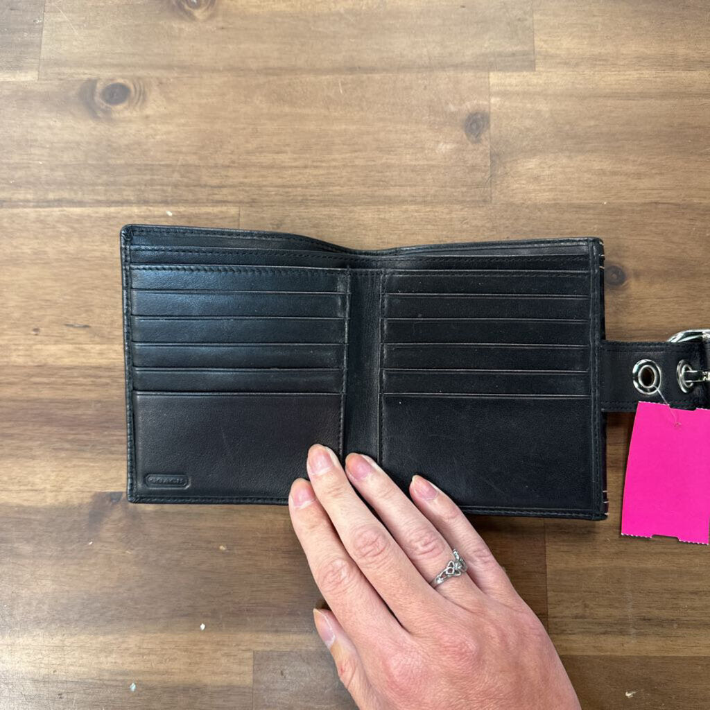 Coach Black Logo Print Wallet