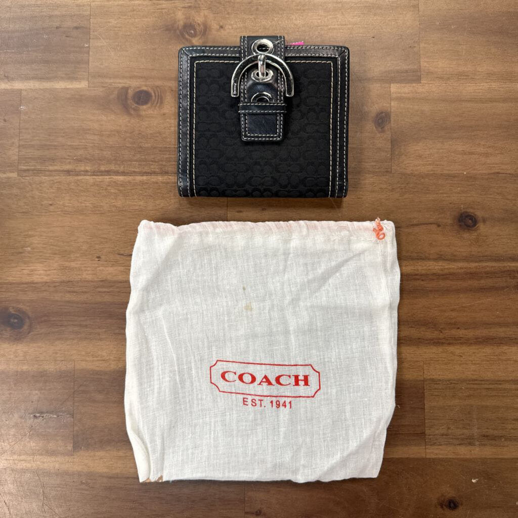 Coach Black Logo Print Wallet