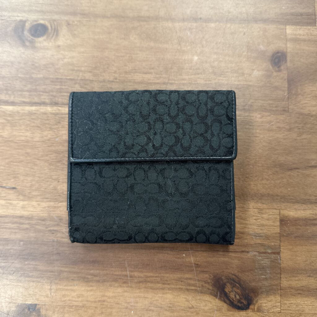 Coach Black Logo Print Wallet