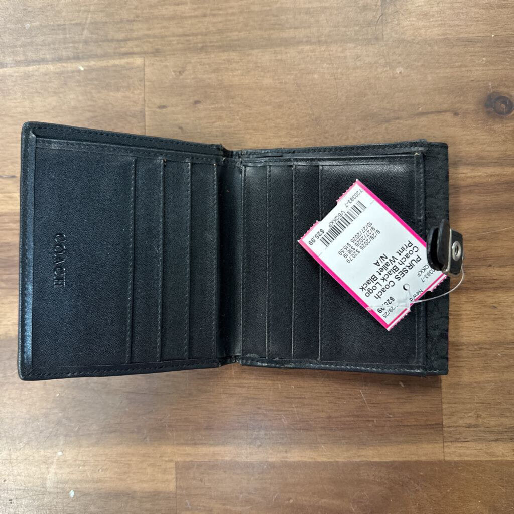 Coach Black Logo Print Wallet