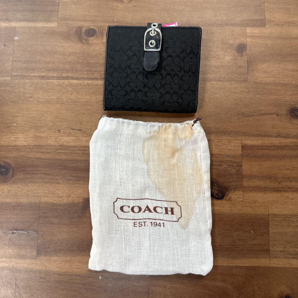 Coach Black Logo Print Wallet