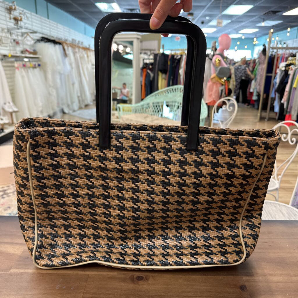 Clarita Brown/ Black Woven Houndstooth Purse