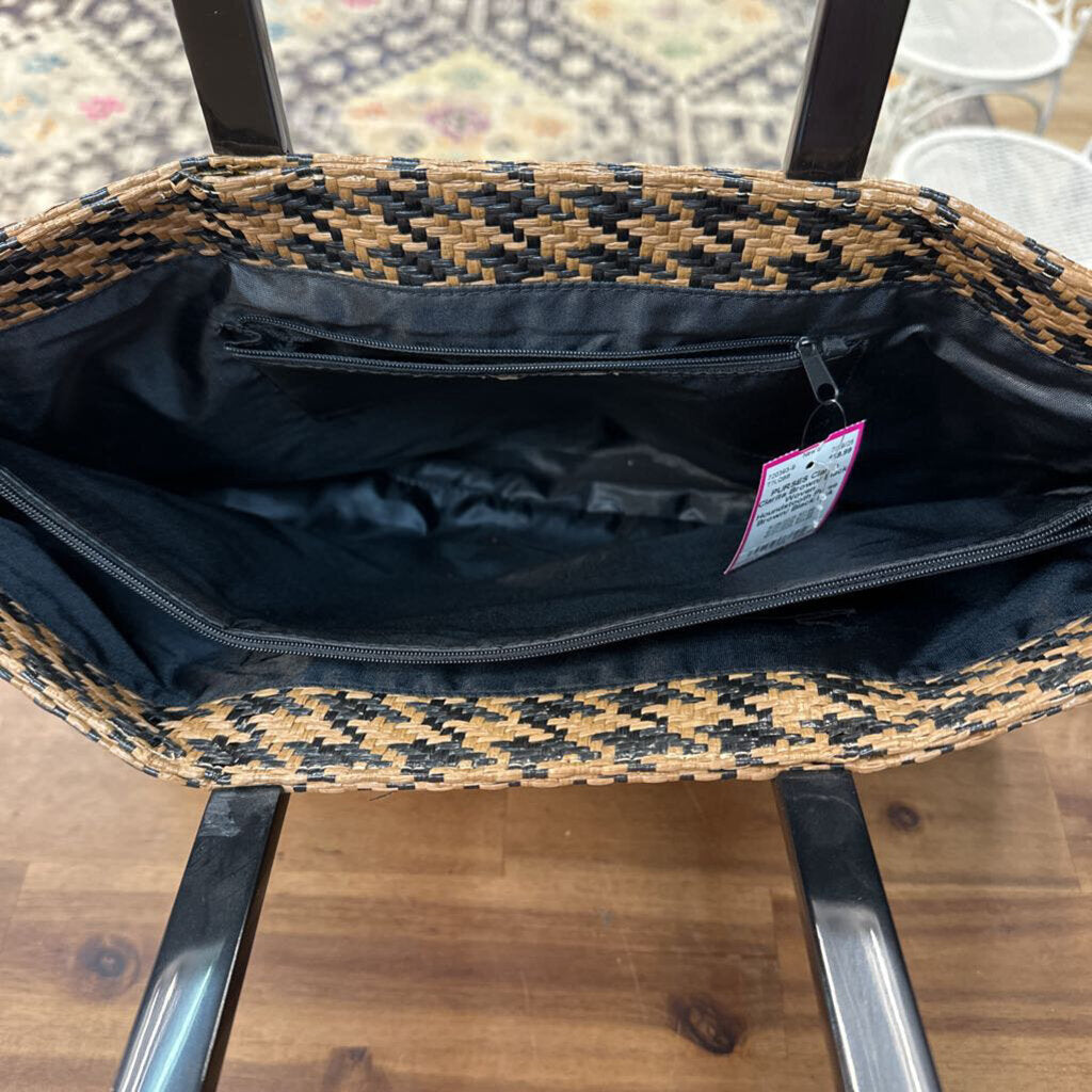 Clarita Brown/ Black Woven Houndstooth Purse