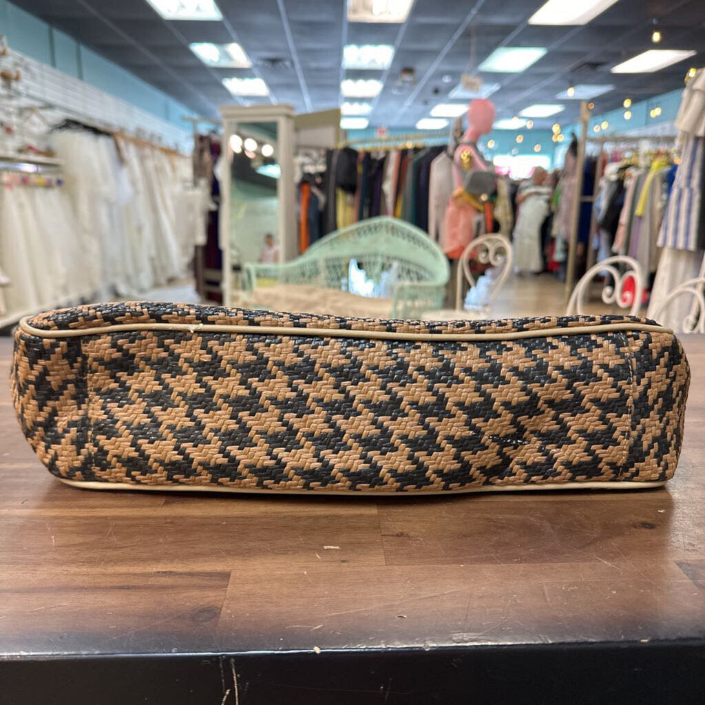 Clarita Brown/ Black Woven Houndstooth Purse