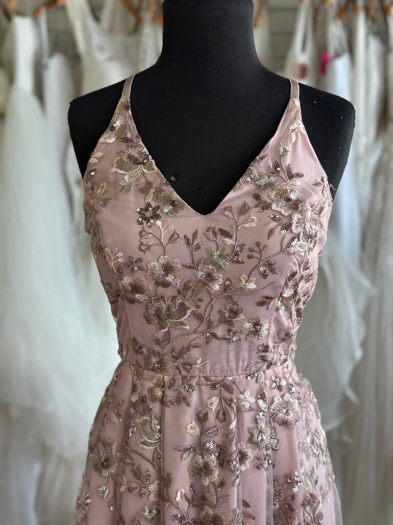 A. Byer Floral Applique Long Formal Dress 5
