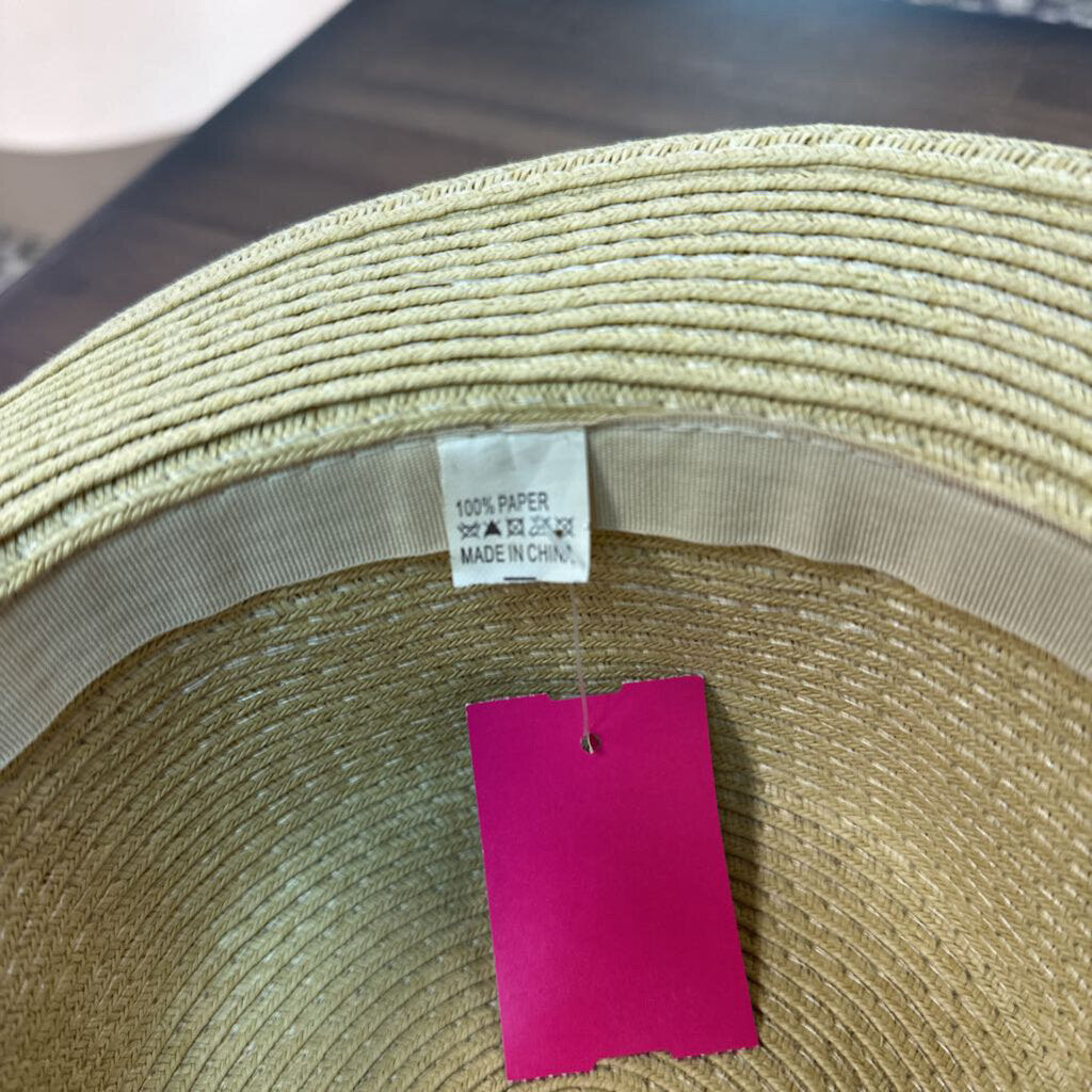 Natural/ Black Straw Fedora Hat