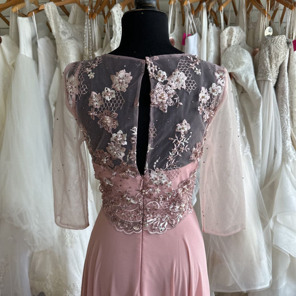 Amelia Couture Lace Top Short Sleeve Long Dress 8