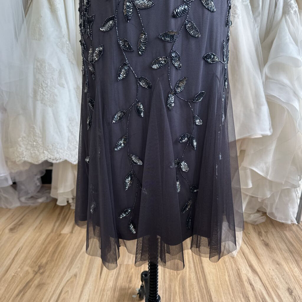 Adrianna Papell Beaded Tea Length Dress 6