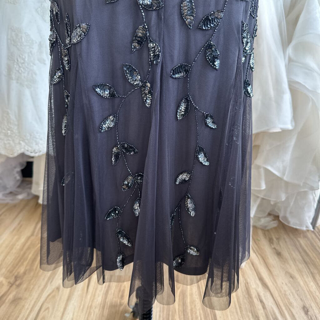 Adrianna Papell Beaded Tea Length Dress 6