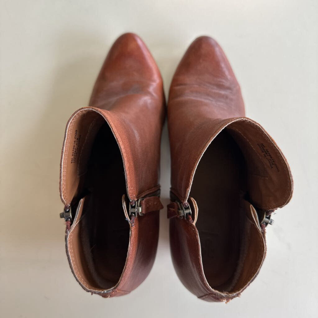Frye Brown Leather Double Zip Judith Booties 9