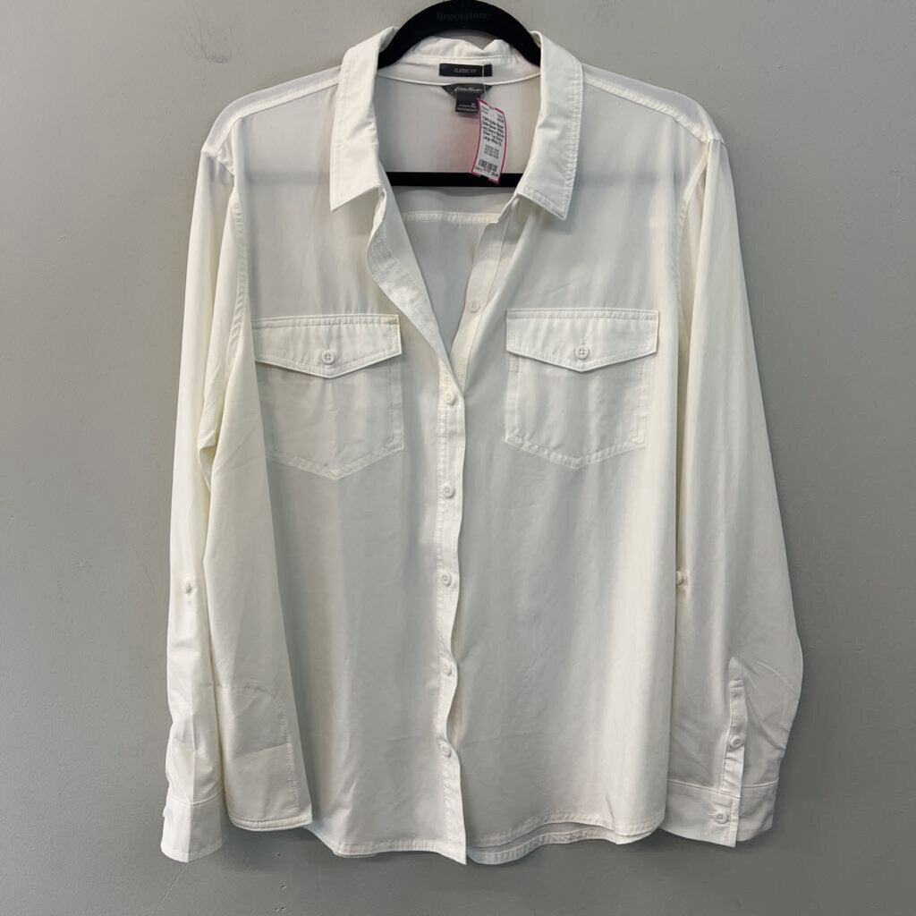 Eddie Bauer White Long Sleeve Button Down Top Extra Large