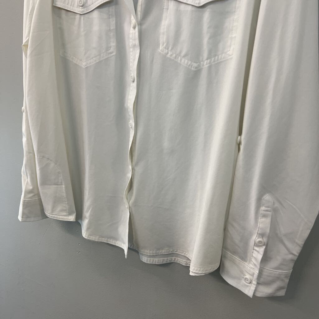 Eddie Bauer White Long Sleeve Button Down Top Extra Large