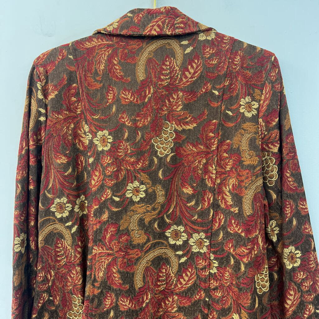 Caribe Red/ Gold Tapestry Long Jacket Large