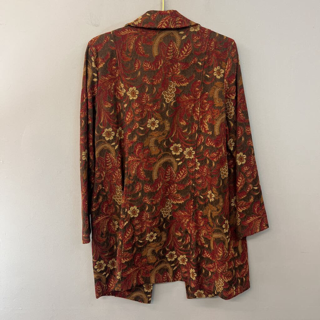 Caribe Red/ Gold Tapestry Long Jacket Large