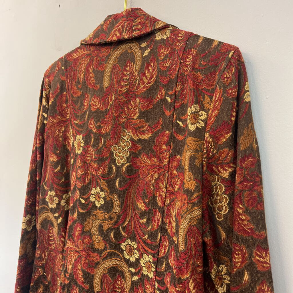 Caribe Red/ Gold Tapestry Long Jacket Large