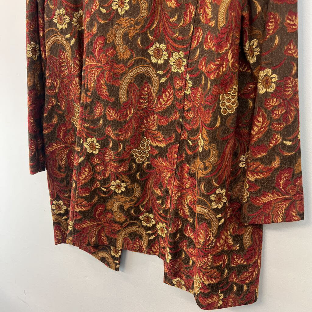 Caribe Red/ Gold Tapestry Long Jacket Large