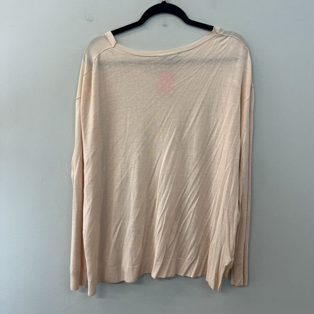 Vince Blush Long Sleeve Chiffon Front Top Large