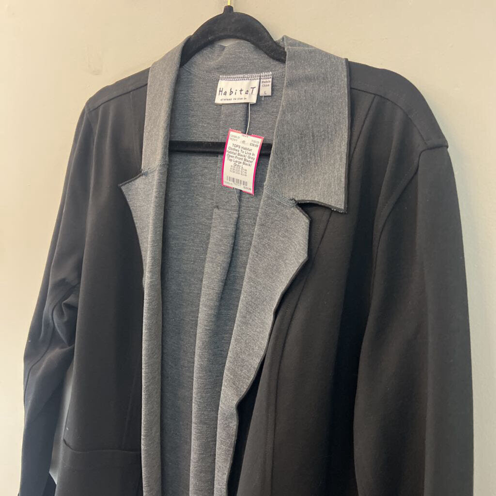Habitat Black/ Grey Open Front Blazer Top Large