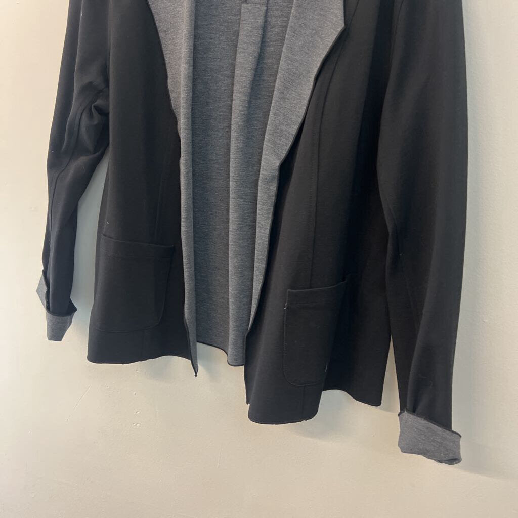 Habitat Black/ Grey Open Front Blazer Top Large
