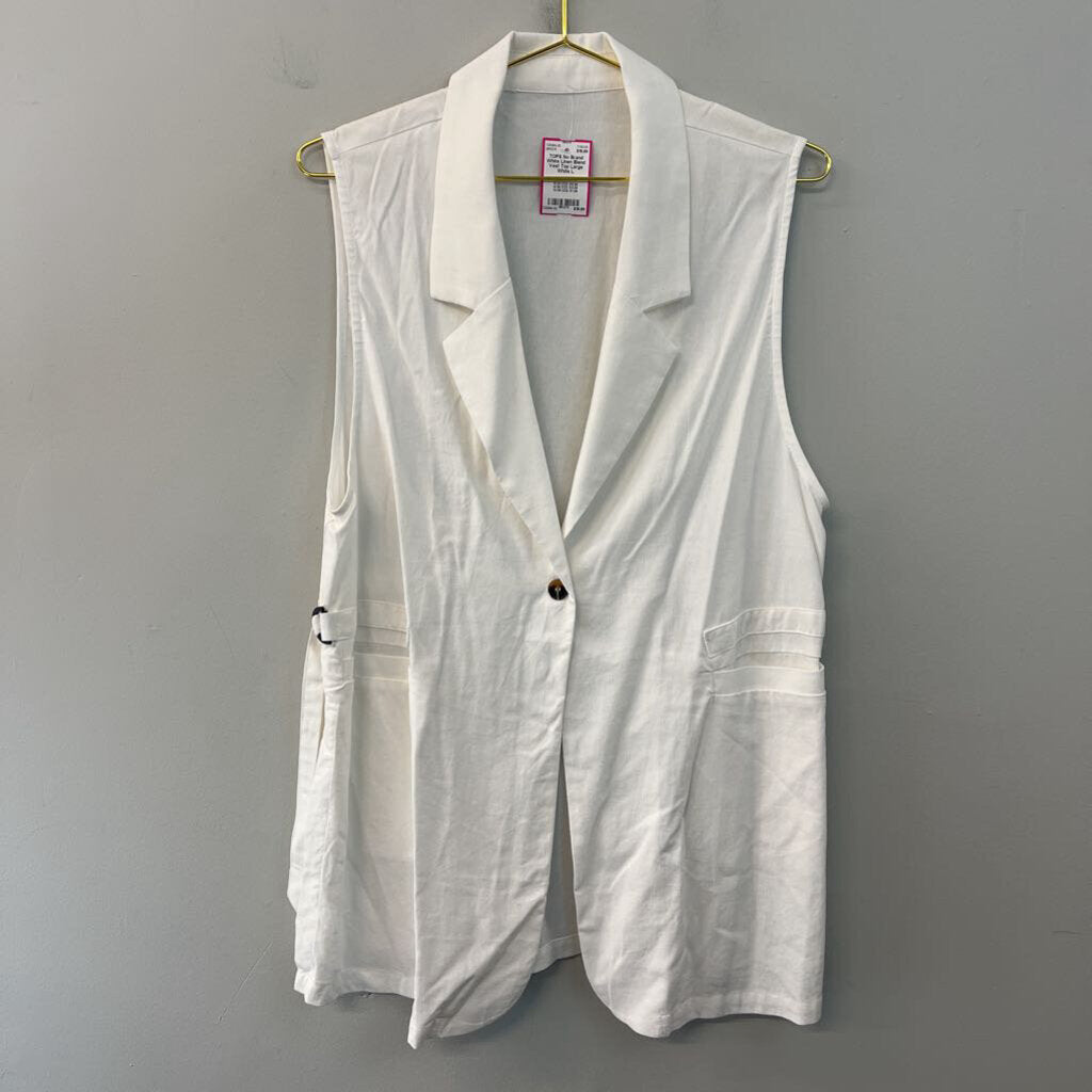 White Linen Blend Vest Top Large