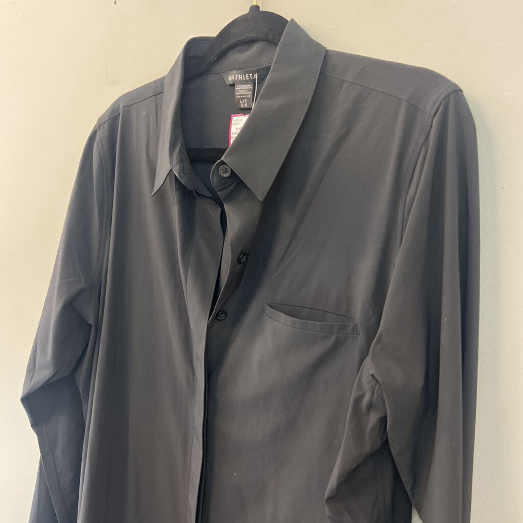 Athleta Black Long Sleeve Button Down Top Large