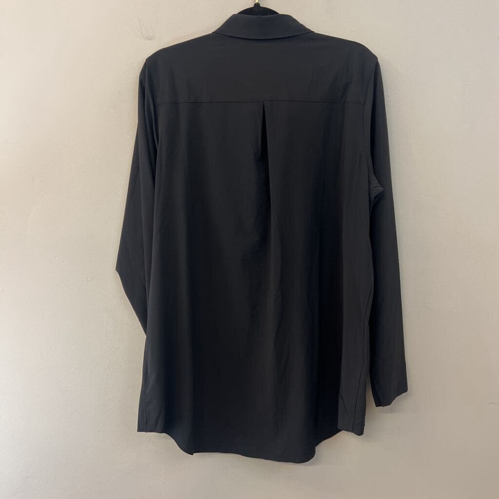 Athleta Black Long Sleeve Button Down Top Large