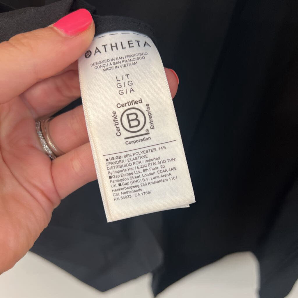 Athleta Black Long Sleeve Button Down Top Large