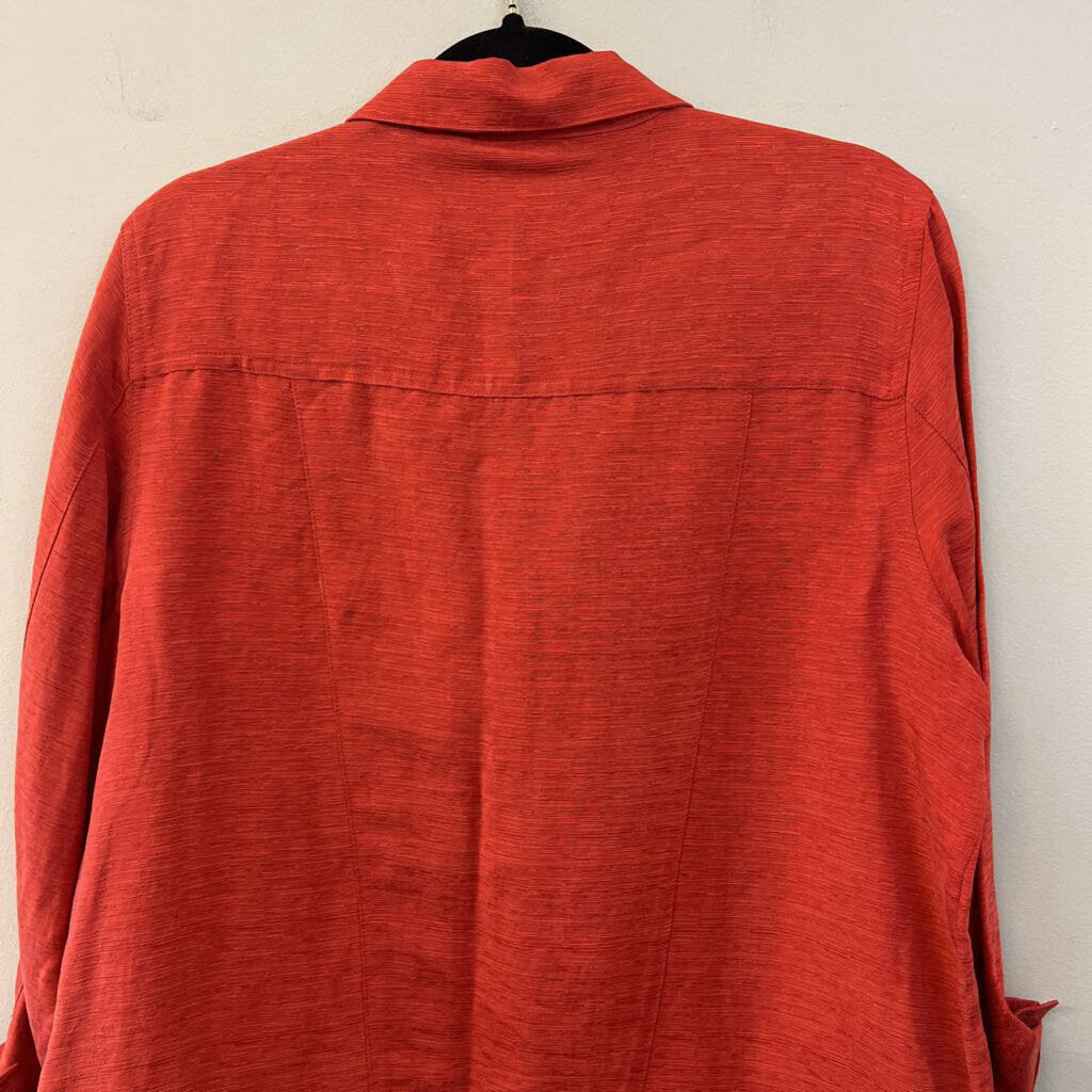 Nomadic Traders Red Textured Long Sleeve Button Down Top/ Pants Set Large