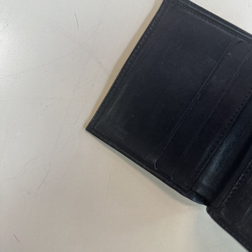 Black Leather Fold Over Small Wallet