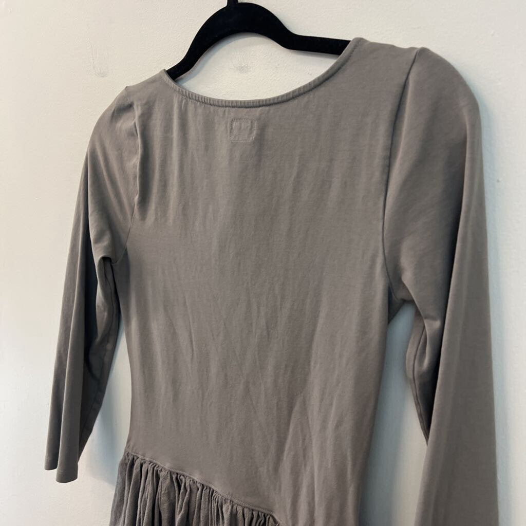 Free est Grey Long Sleeve Drop Waist Mini Dress Small