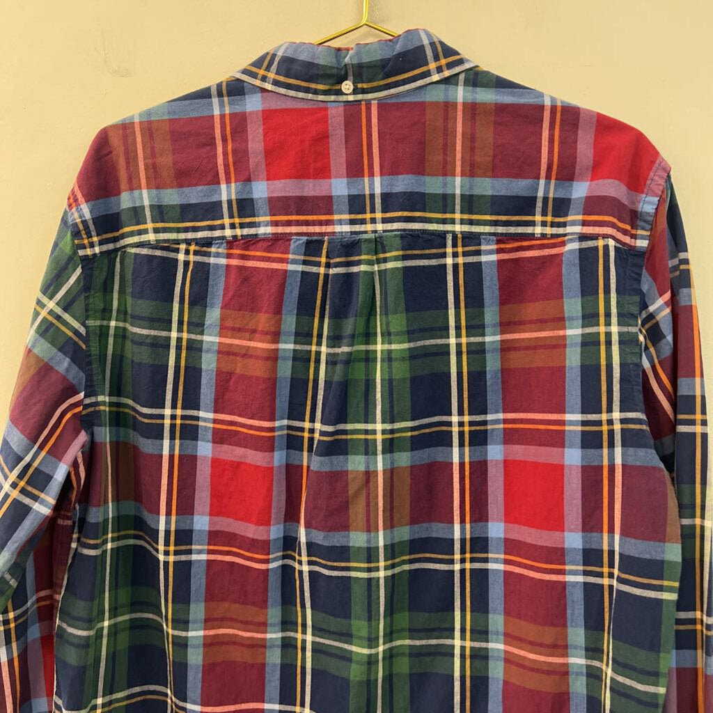 St John's Bay Red/ Multi Plaid Long Sleeve Button Down Top Large