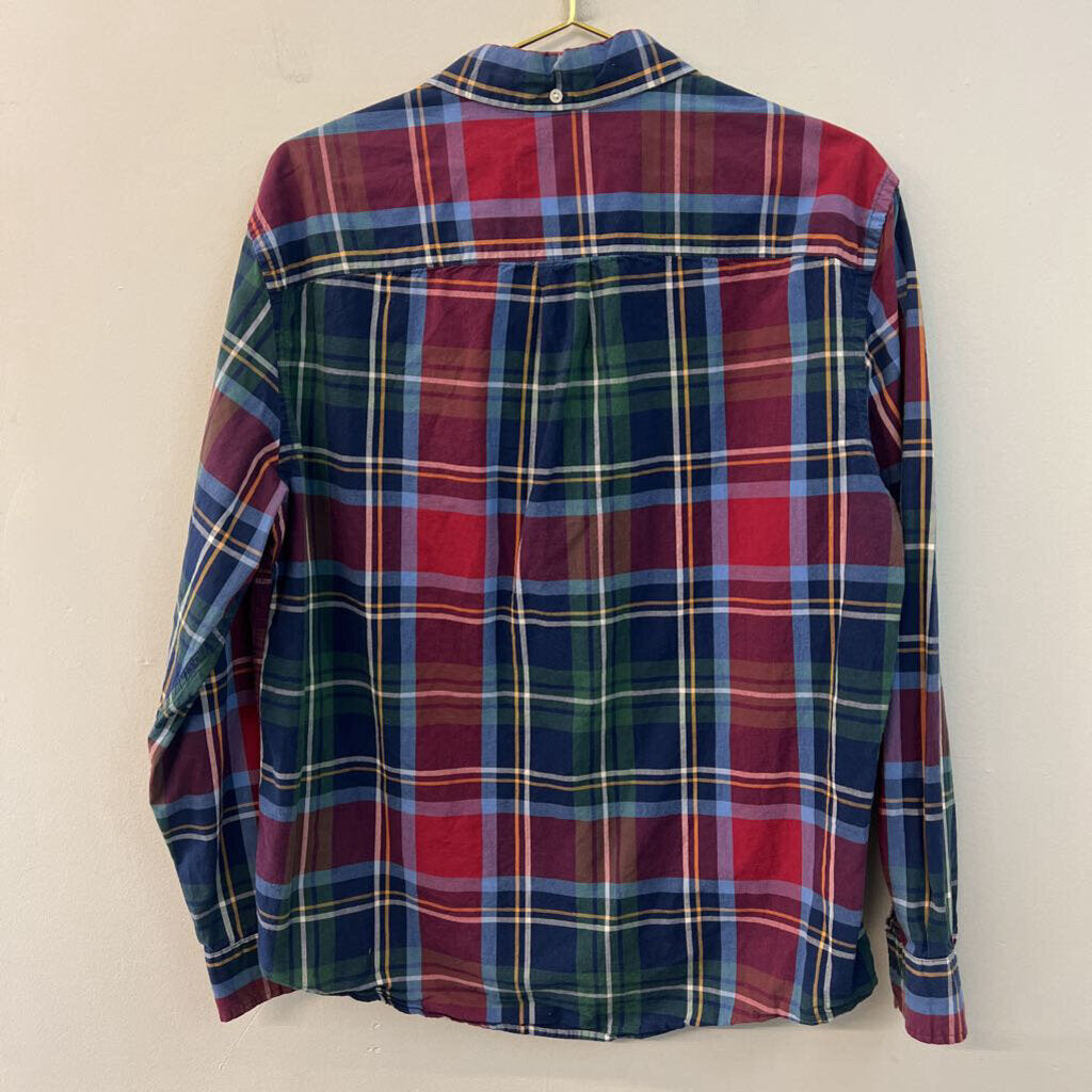 St John's Bay Red/ Multi Plaid Long Sleeve Button Down Top Large